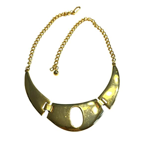 Celebrity brand choker necklace vintage 1980s omega style mod goldtone jewelry - Picture 1 of 8